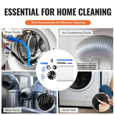 12.2M Dryer Vent Cleaner Kit 29 Pieces Duct Cleaning Brush Reinforced Nylon Dryer Vent Brush with Complete Accessories Dryer Cleaning Kit