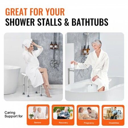 Shower Chair Adjustable Height Shower Stool with Built-in Handles Shower Seat for Inside Shower or Tub Non-Slip Bench Bathtub Stool Seat 158.8 kg Capacity