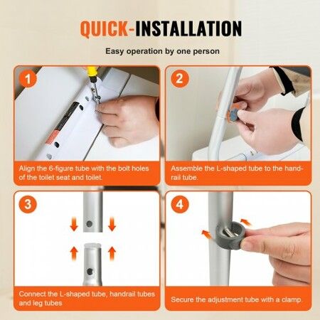 Toilet Safety Rail Bathroom Toilet Seat Frame Adjustable Width & Height Fit Most Toilets Supports 136 kg Toilet Handles Grab Bars with Padded Armrests