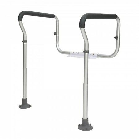 Toilet Safety Rail Bathroom Toilet Seat Frame Adjustable Width & Height Fit Most Toilets Supports 136 kg Toilet Handles Grab Bars with Padded Armrests