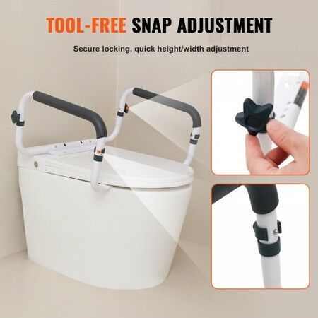 Toilet Safety Rail 136 kg Capacity Toilet Seat Frame Adjustable Width Fit Most Toilets Easy Installation Toilet Handles Grab Bars with Padded Armrests