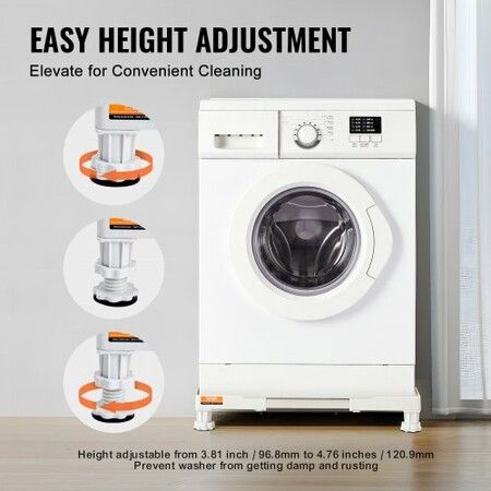 Mini Fridge Stand Universal Laundry Pedestal Adjustable with 4 Strong Feet Washing Machine Base Multi-Functional for Washer And Dryer 381-615mm Wide