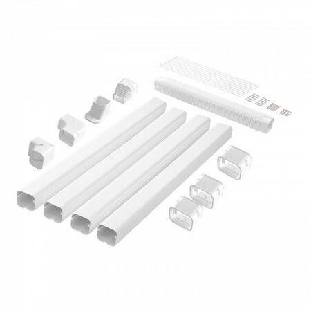 Mini Split Line Set Cover 76.2mm W 4830mm L PVC Decorative Pipe Line Cover For Air Conditioner with 4 Straight Ducts & Full Components Paintable