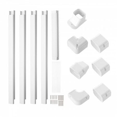 Mini Split Line Set Cover 76.2mm W 4830mm L PVC Decorative Pipe Line Cover For Air Conditioner with 4 Straight Ducts & Full Components Paintable