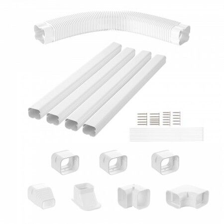 Mini Split Line Set Cover 76.2mm W 4830mm L PVC Decorative Pipe Line Cover For Air Conditioner with 4 Straight Ducts & Full Components Paintable