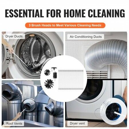 29 Pieces 12.2M Dryer Vent Cleaner Kit Include 3 Different Sizes Flexible Lint Trap Brush Reinforced Nylon Duct Cleaning Dryer Vent Brush Dryer