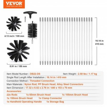 22 Pieces 9.1M Dryer Vent Cleaner Kit Include 3 Different Sizes Flexible Lint Trap Brush Reinforced Nylon Duct Cleaning Dryer Vent Brush Dryer Cleaning Kit