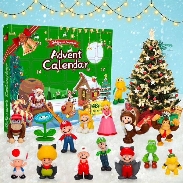 Advent Calendar Action Random Figures Toys for Kids, 24 Days Christmas Countdown Toys with 24pcs Random Character for Boys Girls