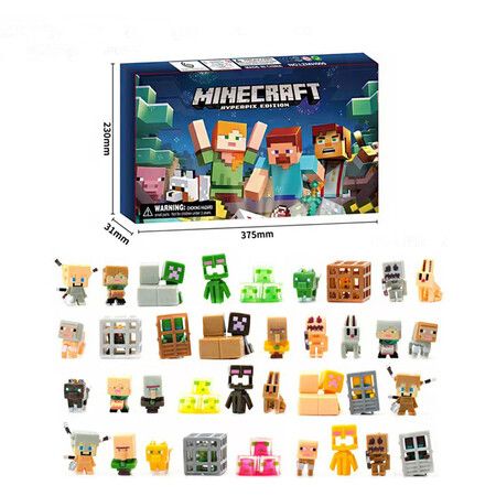 Christmas Advent Calendar 24 Days Building Blocks Toy Figures, Including 24 Random Figures Christmas Toys for Boys Girls Age 3 Up, A