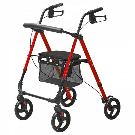 Rollator Walker for Seniors and  Lightweight Aluminum Foldable Rolling Walker with Adjustable Seat and Handle Outdoor Mobility Rollator Walker