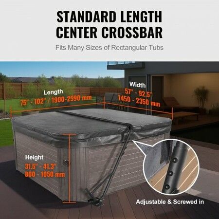 Hot Tub Cover Lift Spa Cover Lift Height 80-105 cm Width 145-235 cm Adjustable Installed Underneath on Both Sides Suitable