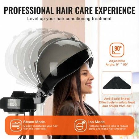 Professional Hair Steamer for Deep Conditioning 11.81-inch Hooded Ionic Hair Steamer with 2 Modes Height-Adjustable Standing Hair Steamer