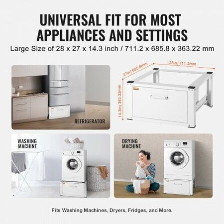 Laundry Pedestal 686mmmW x 366mmH Washer And Dryer Base Stand Platform Universal Fit 299kg Capacity Heavy Duty Multi-Functional Base for Washing Machine