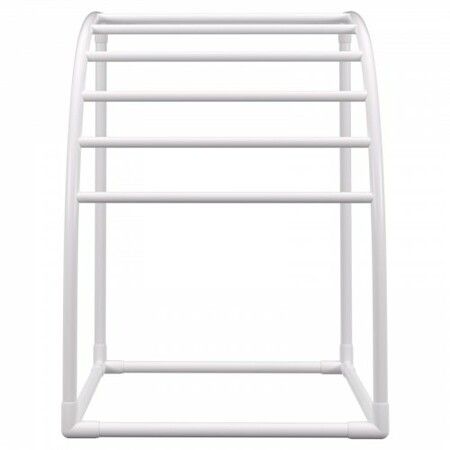 Outdoor Towel Rack Pool Towel Rack 7 Bar Curved White Freestanding Patio