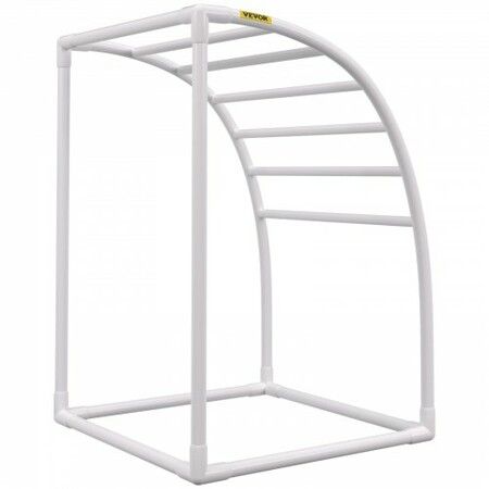 Outdoor Towel Rack Pool Towel Rack 7 Bar Curved White Freestanding Patio