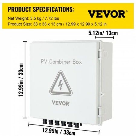 Solar Combiner Box PV Combiner 15A 6 String Plastic for Solar Panel Kit