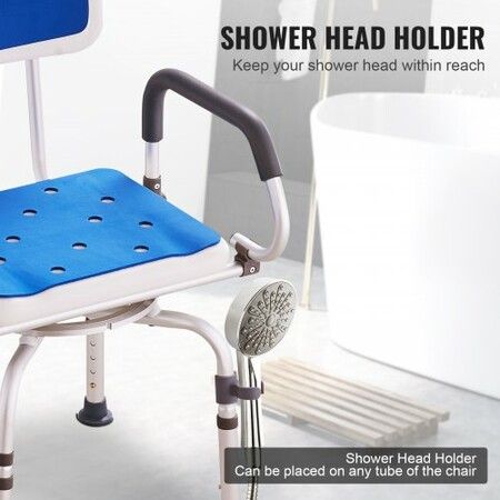 Shower Chair 360° Swivel Bathtub Shower Seat with Pivoting Arms 400LBS