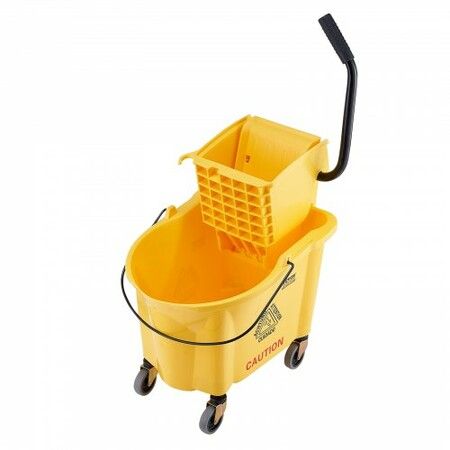 Mop Bucket with Wringer 35 Qt. Commercial Mop Bucket with Side Press Wringer Side-Press Mop Bucket and Wringer Combo on Wheels for Floor Cleaning Yellow