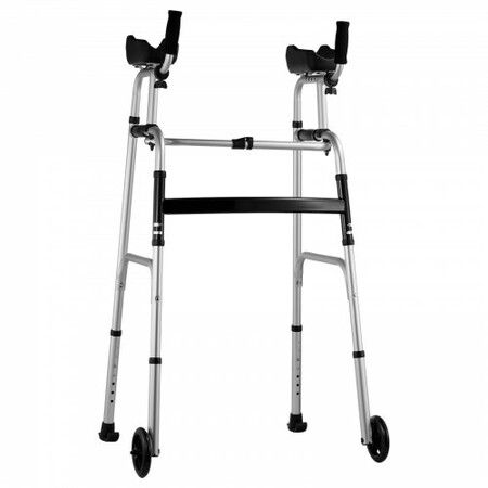 2 in 1 Folding Walker with Armrest Pads & 5" Solid Wheel Height Adjustable