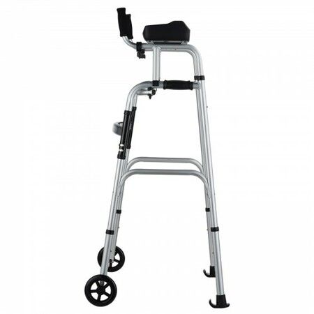 2 in 1 Folding Walker with Armrest Pads & 5" Solid Wheel Height Adjustable