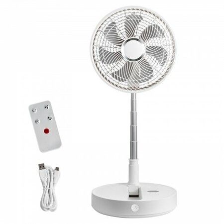 12 Inch Foldable Oscillating Standing Fan with Remote Control 4 Speed Adjustable Portable Desk Quiet Fan 7200mah Rechargeable USB Small Fan Folded Rotating