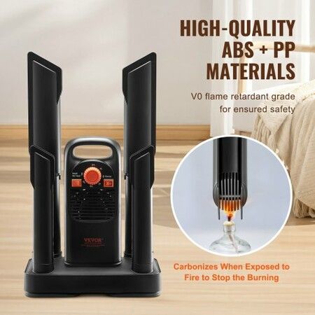 Detachable 4-Tube Shoe Dryer with Timer and Quick Drying Black & Orange