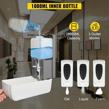 Automatic Hand Dispenser w/ Stand Infrared Sensing Sanitizing Station w/ Signboard & Tissue Box 1000mL Hand Sanitizer Dispenser 55''-63'' H