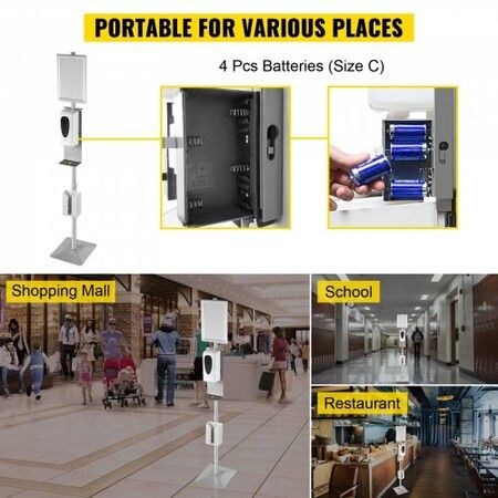 Automatic Hand Dispenser w/ Stand Infrared Sensing Sanitizing Station w/ Signboard & Tissue Box 1000mL Hand Sanitizer Dispenser 55''-63'' H