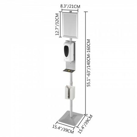 Automatic Hand Dispenser w/ Stand Infrared Sensing Sanitizing Station w/ Signboard & Tissue Box 1000mL Hand Sanitizer Dispenser 55''-63'' H