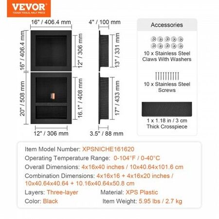 Shower Niche 41x41 &50.8cm Triple Shelf Wall-inserted for Shower Bathroom