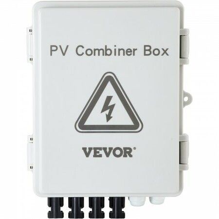 PV Combiner Box 4 String with 15A Rated Current Fuse 63A Circuit Breaker Lightning Arreste Connector for On/Off Grid Solar Panel System IP65