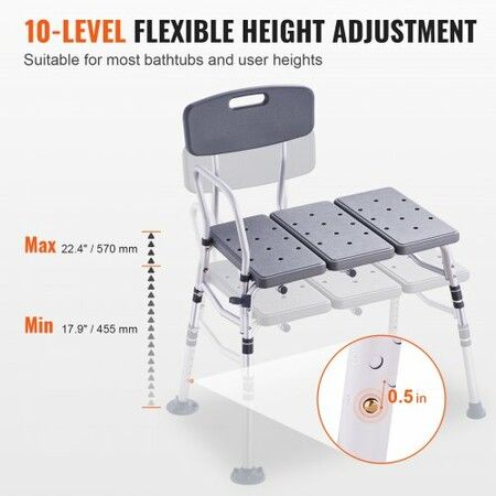 Tub Transfer Bench for Bathtub Adjustable Shower Seats for s Lightweight Shower Bench Non-Slip Bath Seats with Armrest & Backrest 400lbs Capacity