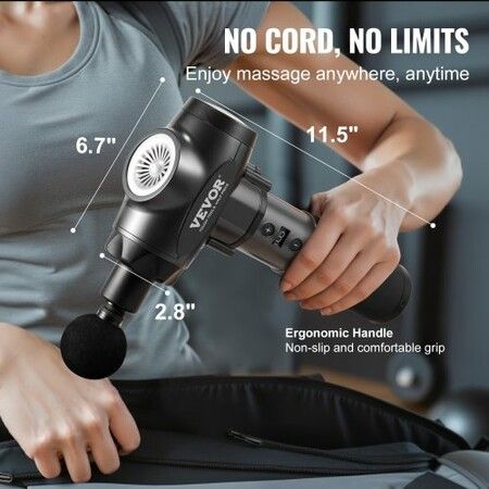 Massage Gun Deep Tissue Percussion Muscle Massager for Athletes - with 9 Speed Levels & 6 Massage Heads 24V 2500mAh Batteries Handheld Electric Massage Gun