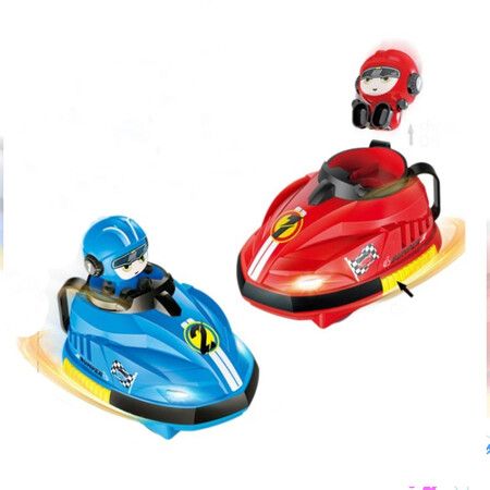2 Pcs Remote Control Bumper Cars Toys for Ages 3 Up Kids, RC Cartoon Car Toys with Light and Music