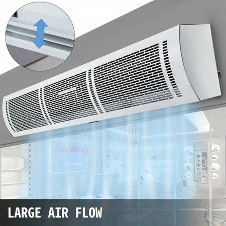 Air Curtain 1.2m Electric Wind Curtain with Limit Switch Max. 2204 CFM Air Flow 3 Speeds Control Commercial Indoor Air Curtain Ideal for Shops Buildings