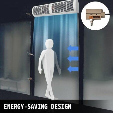 Air Curtain 1.2m Electric Wind Curtain with Limit Switch Max. 2204 CFM Air Flow 3 Speeds Control Commercial Indoor Air Curtain Ideal for Shops Buildings