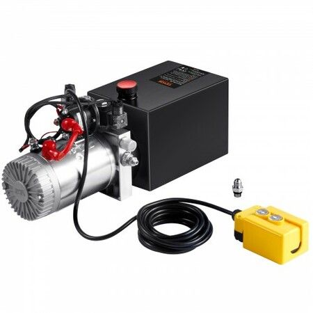 Hydraulic Pump 10 Quart Hydraulic Power Unit Double Acting Dump Trailer Pump 0.91 GPM Flow Rate 3200 PSI Max Relief Pressure DC 12V Hydraulic Pump