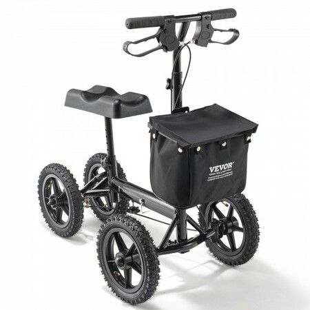 Folding Knee Scooter Aluminum Steerable Knee Walker with Height-Adjustable Handlebar & Knee Pad 12" All-Terrain Wheels Dual Brakes Leg Recovery Scooter