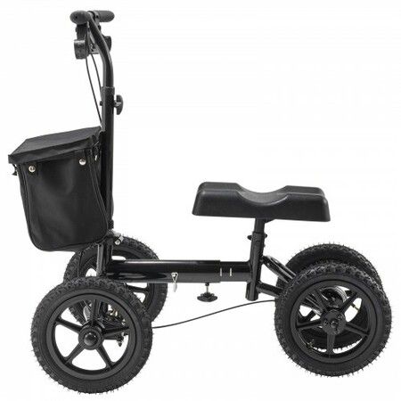 Folding Knee Scooter Aluminum Steerable Knee Walker with Height-Adjustable Handlebar & Knee Pad 12" All-Terrain Wheels Dual Brakes Leg Recovery Scooter