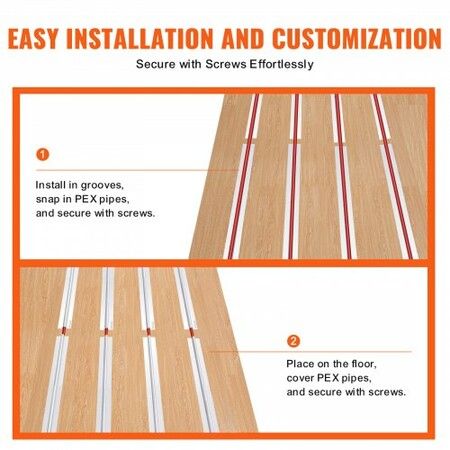 PEX Heat Transfer Plates 1.2m Radiant Heat Plates for 19mm PEX Pipe Durable Aluminum & Easy Trimming and Install Underfloor Heat Tubing Plates Perfect