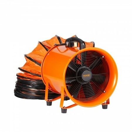 Portable Ventilator 304.8mm/12inch Heavy Duty Cylinder Fan with 10m Duct Hose 365W Strong Shop Exhaust Blower 2574CFM Industrial Utility Blower