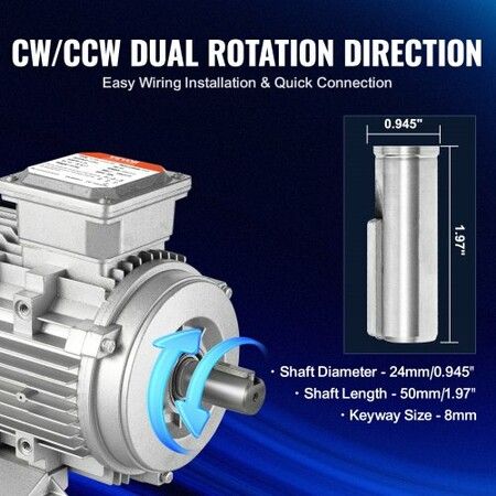 1.5KW Electric Motor 3000 rpm AC 230V/400V 9.5A/3.5A 90L B3 Frame Air Compressor Motor 3-Phase 24mm Keyed Shaft CW/CCW Rotation