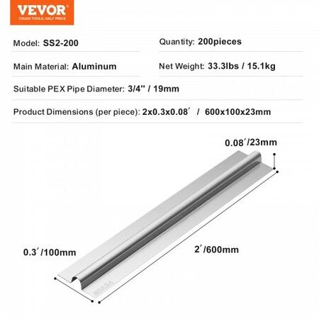 PEX Heat Transfer Plates 0.6m Radiant Heat Plates for 19mm PEX Pipe Durable Aluminum & Easy Trimming and Install Underfloor Heat Tubing Plates Perfect