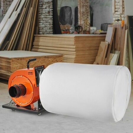 Dust Collector 1HP 460 CFM Air Flow Rolling Dust Collector with 80L Large Dust Collection Bag 2.5 Micron Bag Filtration Industrial Workshop Mobile Wood