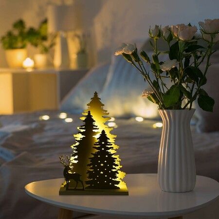 Christmas Decorations Indoor, Artificial Christmas Tree with Light for Table for Holiday Home Decor or Winter Decoration,  Warm