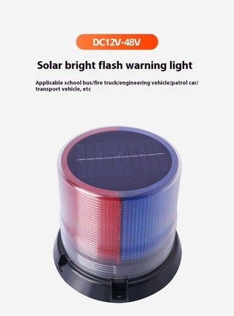 Solar Strobe Warning Light, Waterproof Cover Safety Flashing Light Magnetic Base Ceiling Strobe Light  Navigation (Red+Blue)