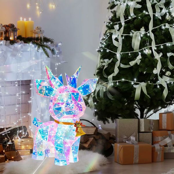 40cm Luminous Deer Christmas Decoration, Small Glowing Reindeer with Clear Gift Box for Holiday Gift