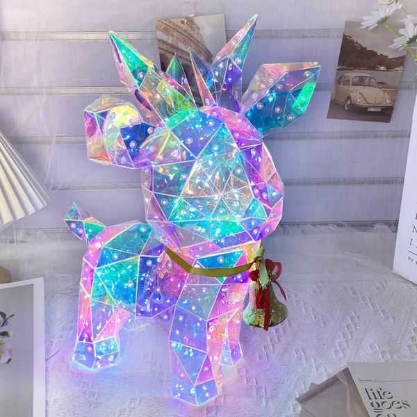 40cm Luminous Deer Christmas Decoration, Small Glowing Reindeer with Clear Gift Box for Holiday Gift