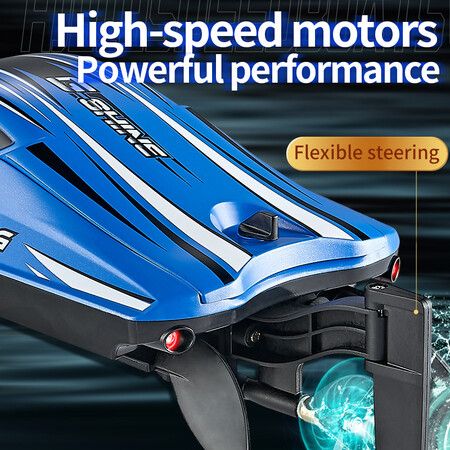 Remote Control Boat for Pools and Lakes, Underwater RC Speed Boat, Mini RC Boats for Kids (Blue)