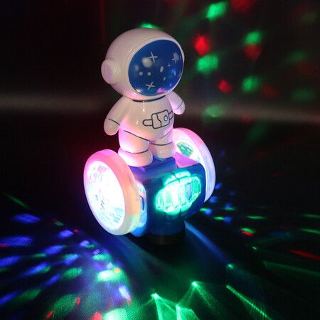 Electric Robot Dancing Toy Astronaut Car 360 Degree Spin Interactive Musical and Light Up Obstacle Avoidance for Kids